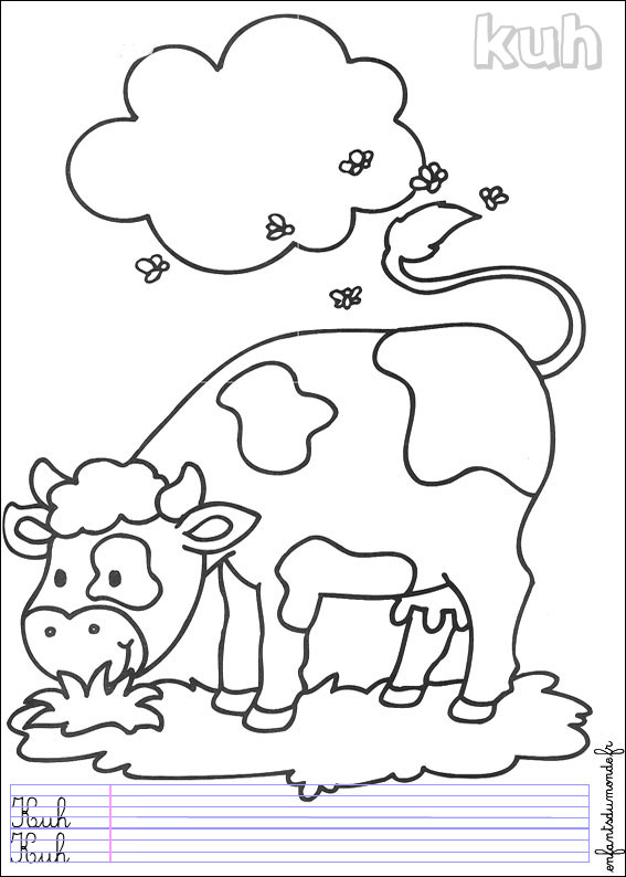 coloriage vache 3 .. Coloriages Animaux de la ferme en allemand